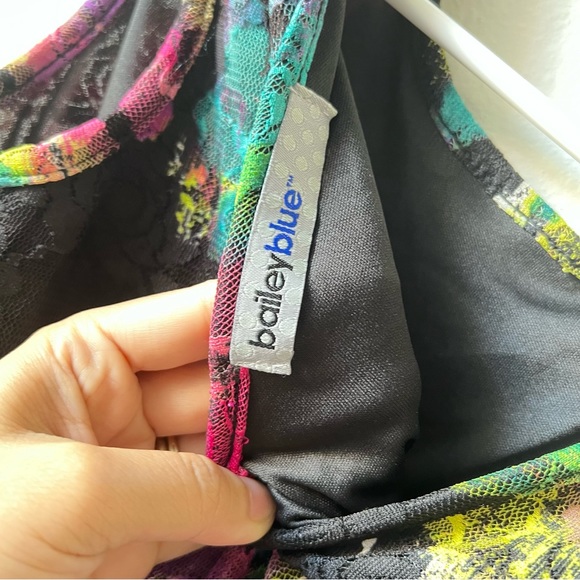 Bailey Blue Black Floral Lace Tea Dress - Picture 8 of 8